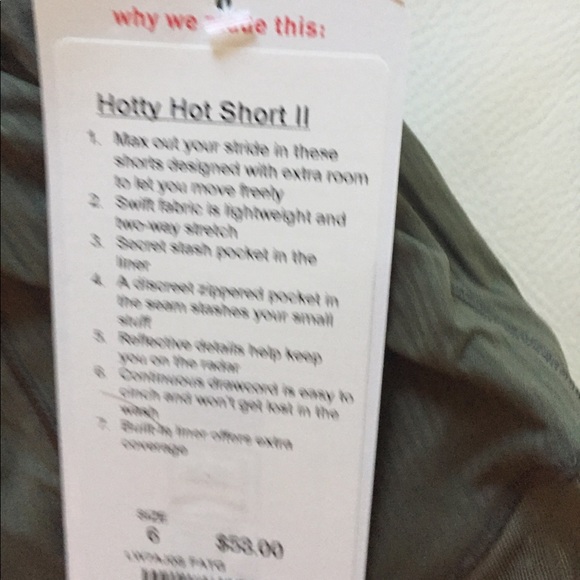 NWT FATG FATIGUE GREEN LULULEMON HOTTY HOT SHORT 6 - Picture 4 of 6
